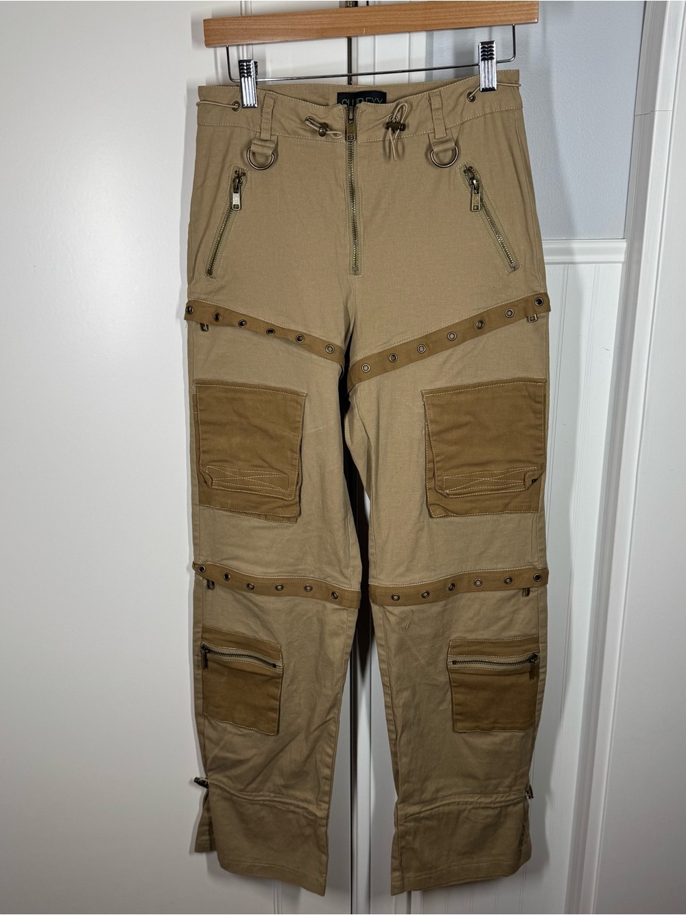 Dolls kill Club Exx Greatest Escape Convertible Cargo Pants tan khaki size xs